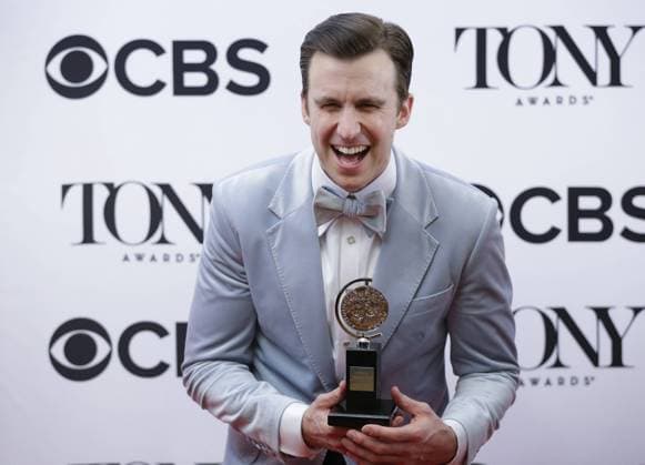 Gavin Creel, winner of the award for Best Performance by an Actor in a Featured Role in a Musical for ?Hello, Dolly!, arrives in the press room with a Tony Award at the 71st Annual Tony Awards at Radio City Music Hall on June 11, 2017 in New York City.  NYP20170611843 JOHNxANGELILLO