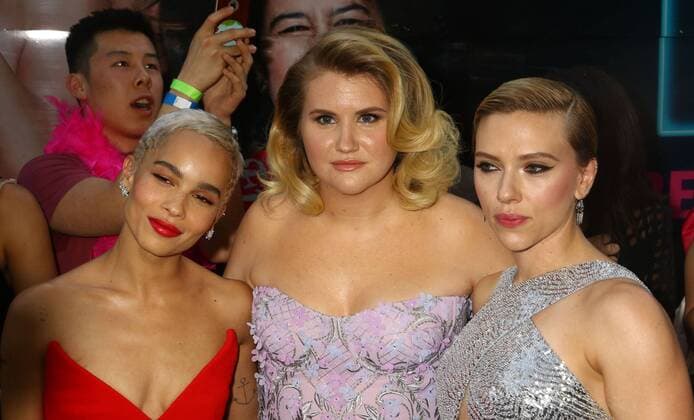 June 12, 2017 - New York, New York, U.S. - Actresses ZOE KRAVITZ, JILLIAN BELL and SCARLETT JOHANSSON attend the New York premiere of Rough Night held at AMC Loews Lincoln Square. New York U.S. - ZUMAk03_ 20170612_zaf_k03_105 Copyright: xNancyxKaszermanx