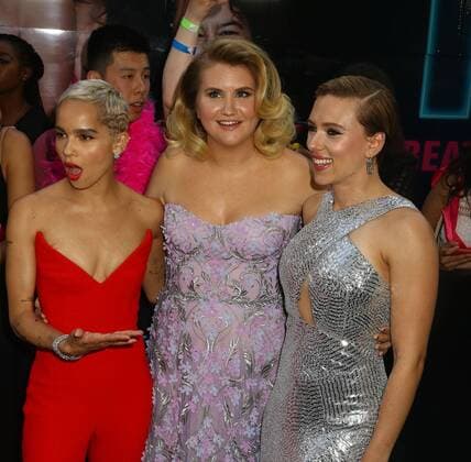 June 12, 2017 - New York, New York, U.S. - Actresses ZOE KRAVITZ, JILLIAN BELL and SCARLETT JOHANSSON attend the New York premiere of Rough Night held at AMC Loews Lincoln Square. New York U.S. - ZUMAk03_ 20170612_zaf_k03_118 Copyright: xNancyxKaszermanx