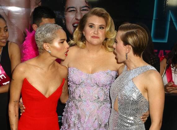 June 12, 2017 - New York, New York, U.S. - Actresses ZOE KRAVITZ, JILLIAN BELL and SCARLETT JOHANSSON attend the New York premiere of Rough Night held at AMC Loews Lincoln Square. New York U.S. - ZUMAk03_ 20170612_zaf_k03_120 Copyright: xNancyxKaszermanx