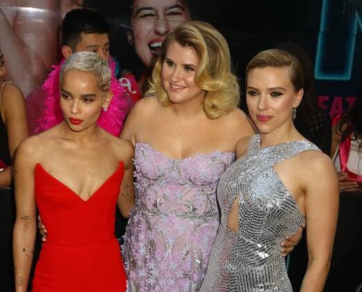 June 12, 2017 - New York, New York, U.S. - Actresses ZOE KRAVITZ, JILLIAN BELL and SCARLETT JOHANSSON attend the New York premiere of Rough Night held at AMC Loews Lincoln Square. New York U.S. - ZUMAk03_ 20170612_zaf_k03_123 Copyright: xNancyxKaszermanx