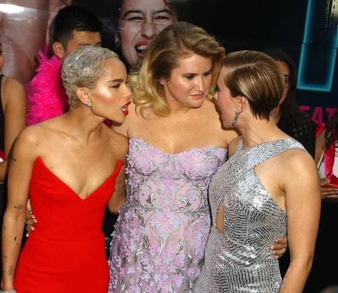 June 12, 2017 - New York, New York, U.S. - Actresses ZOE KRAVITZ, JILLIAN BELL and SCARLETT JOHANSSON attend the New York premiere of Rough Night held at AMC Loews Lincoln Square. New York U.S. - ZUMAk03_ 20170612_zaf_k03_131 Copyright: xNancyxKaszermanx