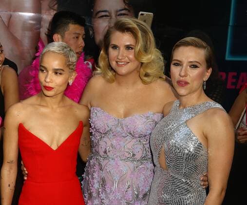 June 12, 2017 - New York, New York, U.S. - Actresses ZOE KRAVITZ, JILLIAN BELL and SCARLETT JOHANSSON attend the New York premiere of Rough Night held at AMC Loews Lincoln Square. New York U.S. - ZUMAk03_ 20170612_zaf_k03_133 Copyright: xNancyxKaszermanx