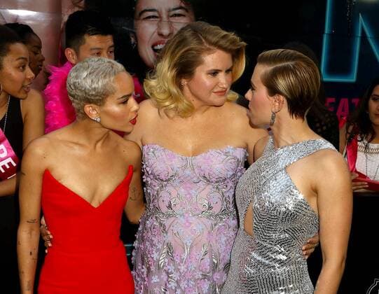 June 12, 2017 - New York, New York, U.S. - Actresses ZOE KRAVITZ, JILLIAN BELL and SCARLETT JOHANSSON attend the New York premiere of Rough Night held at AMC Loews Lincoln Square. New York U.S. - ZUMAk03_ 20170612_zaf_k03_134 Copyright: xNancyxKaszermanx