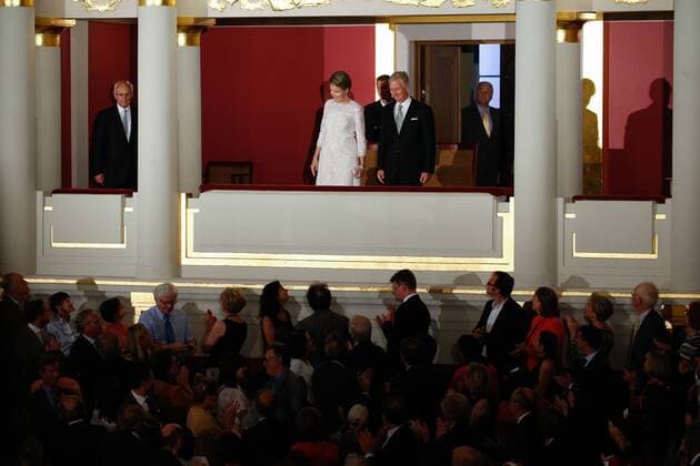 Queen Mathilde of Belgium and King Philippe - Filip of Belgium arrive for the closing concert of the Queen Elisabeth Competition Cello 2017 in Brussels, Thursday 15 June 2017.  BRUNOxFAHY 05113805