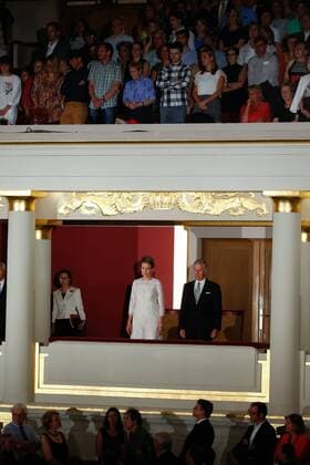 Queen Mathilde of Belgium and King Philippe - Filip of Belgium arrive for the closing concert of the Queen Elisabeth Competition Cello 2017 in Brussels, Thursday 15 June 2017.  BRUNOxFAHY 05113803