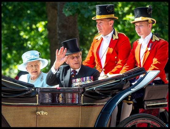. 17 06 2017. London, United Kingdom. Trooping the Colour. Her Majesty Queen Elizabeth II and Prince Philip travel along the Mall in an open top carriage during the Trooping the Colour.  xPetexMaclainex xi-Imagesx IIM-15402-0021