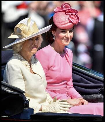 . 17 06 2017. London, United Kingdom. Trooping the Colour. The Duchess of Cambridge and the Duchess of Cornwall arrive back at Buckingham, Palace after the Trooping the Colour.  xAndrewxParsonsx xi-Imagesx IIM-15403-0118