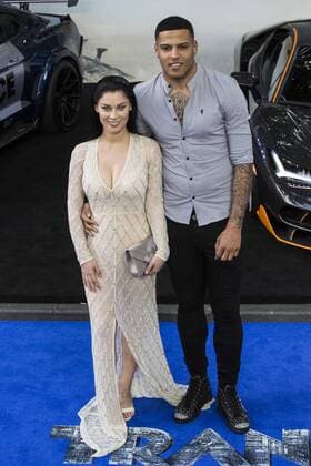London, UK. 18 June 2017. Cally Jane Beech and Luis Morrison arrive for the global premiere of Transformers: The Last Knight at Leicester Square in London. Transformers: The Last Knight, Premiere, London, UK 