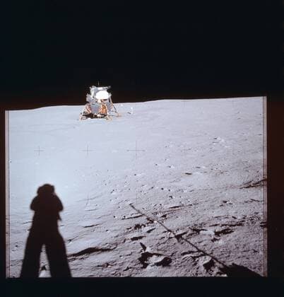 Apollo 11 Astronaut Neil A. Armstrong s shadow during July 20, 1969 s history making voyage to the moon. Lunar landing module in the background. CA USA  Copyright: xNASAx xLegacyxCollectionx 1003_309