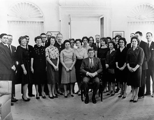 President John F. Kennedy with His White House Staff, January 1961 Hollywood CA USA  1003_481THA