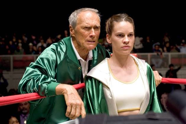 OSCARS. Beste Hauptdarstellerin. Preisträgerinnen 2001-2010 Film Still from Million Dollar Baby Clint Eastwood, Hilary Swank Photo Credit: Merle W. Wallace © 2004 Warner Brothers  30194_042