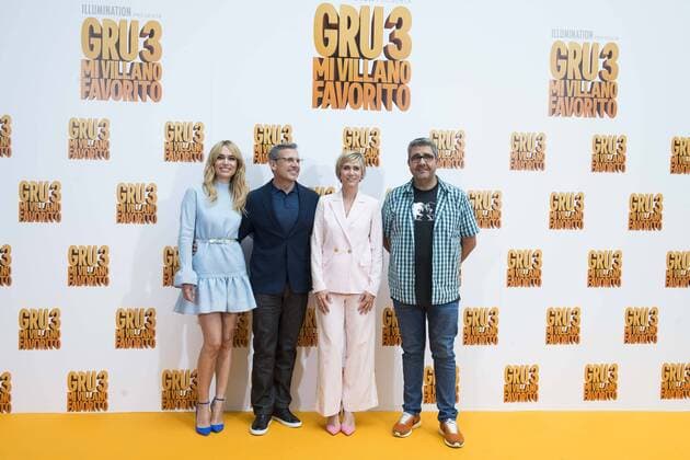 Spanish actress Patricia Conde, american actor Steve Carrell, american actressKristen Wiig and spanish actor Florentino Fernandez attends to the presentation of film Gru, Mi Villano Favorito 3 (Despicable Me 3 ) in Madrid, June 20, 2017. Spain.  (20170620013)
