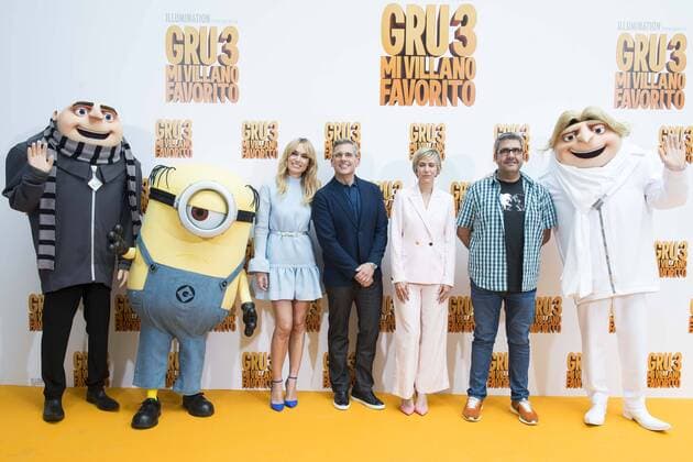 Spanish actress Patricia Conde, american actor Steve Carrell, american actressKristen Wiig and spanish actor Florentino Fernandez attends to the presentation of film Gru, Mi Villano Favorito 3 (Despicable Me 3 ) in Madrid, June 20, 2017. Spain.  (20170620016)