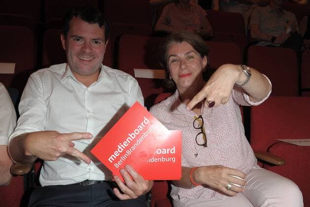 Medienboard-Geschaeftsführerin Kirsten Niehuus, Bjoern Boehning zum 19. Mal wurde der Kinoprogrammpreis Berlin-Brandenburg verliehen. Mit insgesamt 432.500 Euro wurden im City Kino Wedding das vielfaeltige Engagement und die innovative Programmgestaltung in 48 Filmtheatern - 32 in Berlin und 16 in Brandenburg - geehrt in Berlin am 20.06.2017