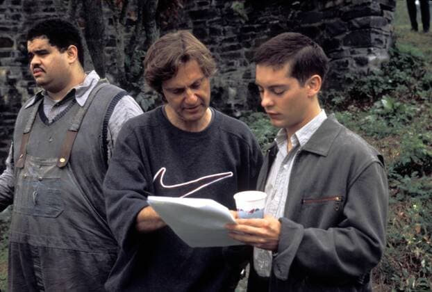 Film Still from The Cider House Rules Heavy D, Director Lasse Hallstrom, Tobey Maguire © 1999 Miramax Films Photo Credit: Stephen Vaughan  30973662