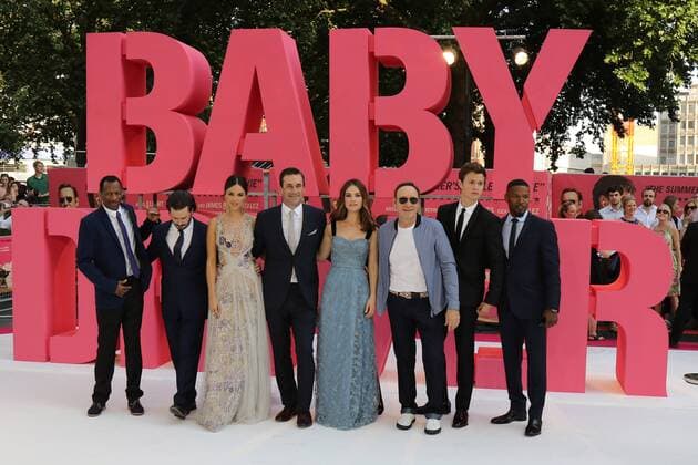 American actor CJ Jones, English director Edgar Wright, Mexican actress Eiza Gonzalez, American actor Jon Hamm, English actress Lily James, American actor Kevin Spacey, American actor Ansel Elgort and American actor Jamie Fox attend the Baby Driver UK Premiere held at Cineworld Leicester Square in London. JUNE 21st 2017  MESx171312