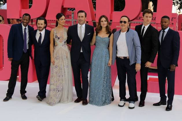 American actor CJ Jones, English director Edgar Wright, Mexican actress Eiza Gonzalez, American actor Jon Hamm, English actress Lily James, American actor Kevin Spacey, American actor Ansel Elgort and American actor Jamie Fox attend the Baby Driver UK Premiere held at Cineworld Leicester Square in London. JUNE 21st 2017  MESx171312
