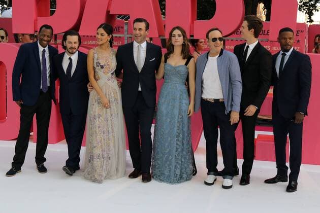 American actor CJ Jones, English director Edgar Wright, Mexican actress Eiza Gonzalez, American actor Jon Hamm, English actress Lily James, American actor Kevin Spacey, American actor Ansel Elgort and American actor Jamie Fox attend the Baby Driver UK Premiere held at Cineworld Leicester Square in London. JUNE 21st 2017  MESx171312