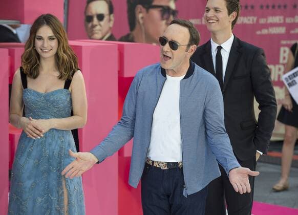 Baby Driver European Premiere London.UK. Lily James, Kevin Spacey and Ansel Elgort at Baby Driver European Premiere. Cineworld Leicester Square. 21st June 2017 Ref;LMK386-S382-220617 