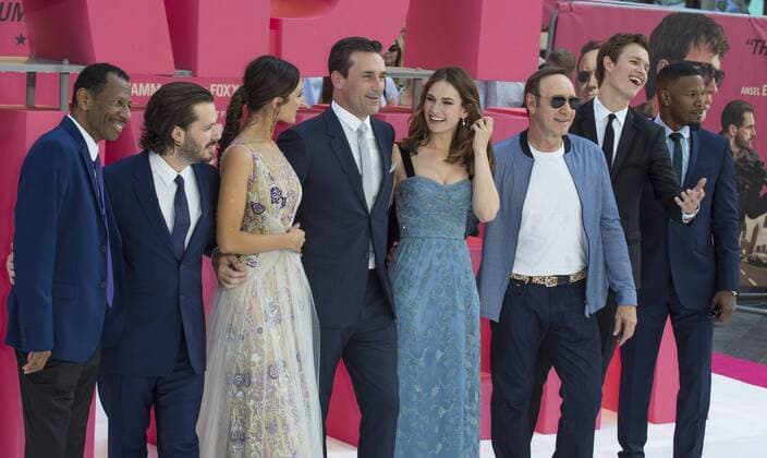 Baby Driver European Premiere London.UK. CJ Jones, Edgar Wright, Eiza GonÂalez, Jon Hamm, Lily James, Kevin Spacey, Ansel Elgort and Jamie Foxx at Baby Driver European Premiere. Cineworld Leicester Square. 21st June 2017 Ref;LMK386-S382-220617 