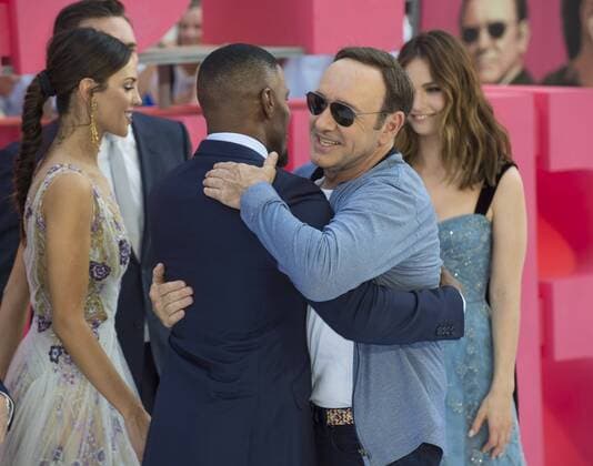 Baby Driver European Premiere London.UK.Lily James (obscured), Jon Hamm (obscured) Elza Gonzalez, Kevin Spacey and Jamie Foxx at Baby Driver European Premiere. Cineworld Leicester Square. 21st June 2017 Ref;LMK386-S382-220617 