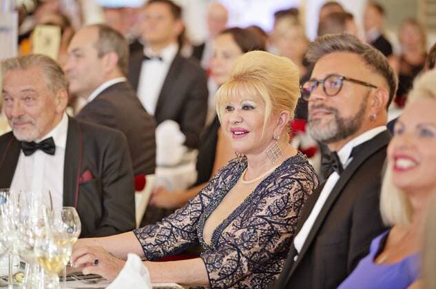 Ivana Trump, left, a former wife of the incumbent U.S. president, internationally popular Czech pop star Karel Gott, physiotherapist Pavel Kolar and sports manager Miroslav Cernosek are presented with the Ambassador of the Czech Republic title, a new award launched by the Spolecnost CZECH TOP group at Prague Castle, on Wednesday, June 21, 2017. The award goes to personalities whose professional successes have contributed to the Czech Republic s international fame. At right is designer Osmany Laffita. (CTKxPhoto RenexFluger) CTKPhotoF201706220907001 