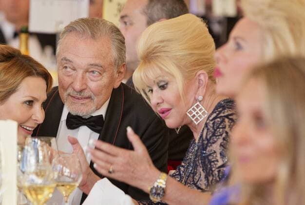 Ivana Trump, right, a former wife of the incumbent U.S. president, internationally popular Czech pop star Karel Gott, left, physiotherapist Pavel Kolar and sports manager Miroslav Cernosek are presented with the Ambassador of the Czech Republic title, a new award launched by the Spolecnost CZECH TOP group at Prague Castle, on Wednesday, June 21, 2017. The award goes to personalities whose professional successes have contributed to the Czech Republic s international fame. (CTKxPhoto RenexFluger) CTKPhotoF201706220907601 