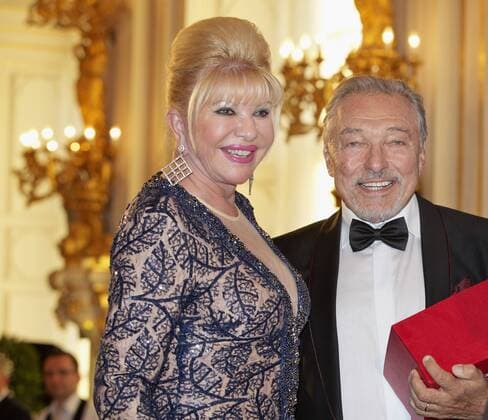 Ivana Trump, left, a former wife of the incumbent U.S. president, internationally popular Czech pop star Karel Gott, right, physiotherapist Pavel Kolar and sports manager Miroslav Cernosek are presented with the Ambassador of the Czech Republic title, a new award launched by the Spolecnost CZECH TOP group at Prague Castle, on Wednesday, June 21, 2017. The award goes to personalities whose professional successes have contributed to the Czech Republic s international fame. (CTKxPhoto RenexFluger) CTKPhotoF201706220918001 