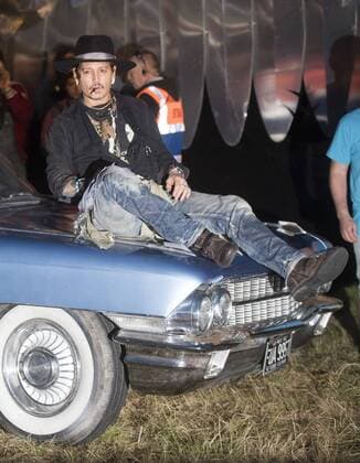 . 22 06 2017. Glastonbury, United Kingdom. Johnny Depp arriving at the Cinemageddon film festival to present his new film The Libertine at the Glastonbury Festival, United Kingdom.  xi-Imagesx IIM-15443-0022