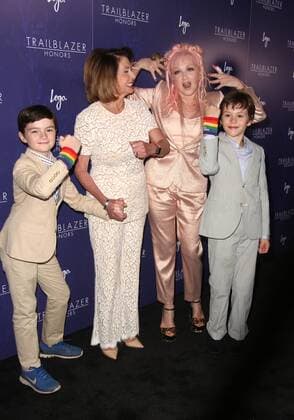 June 22, 2017 - New York, N.Y, USA - NANCY PELOSI, her grandsons THOMAS and PAUL, and CYNDI LAUPER attend Logo s Trailblazer Honors .The Cathedral of St. John the Divine, NYC.June 22, 2017.Photos by , Globe Photos Inc. New York USA - ZUMAms4_ 20170622_zaa_ms4_004 Copyright: xSoniaxMoskowitzx
