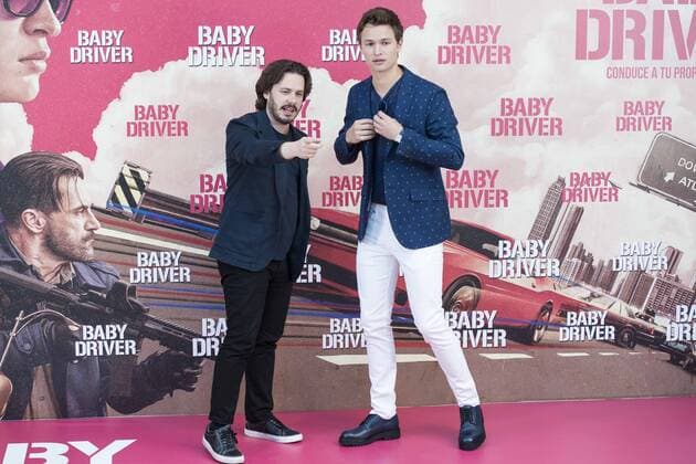 Director of the film, Edgar Wright and american actor Ansel Elgort attends to the presentation of the film Baby Driver at Villa Magna Hotel in Madrid, June 23, 2017. Spain.  (20170623029)
