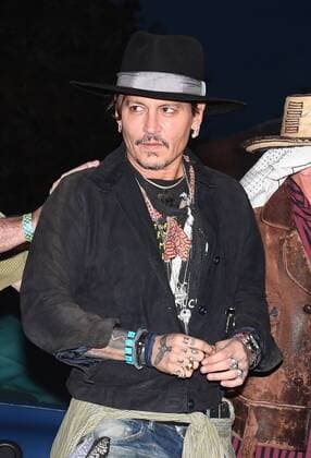 American actor Johnny Depp attends the Glastonbury Music Festival in Somerset, England on June 22, 2017. Depp made controversial jokes aimed at President Donald Trump that mentioned presidential assassinations.  LON201706221120 RUNExHELLESTAD