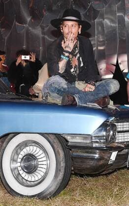 American actor Johnny Depp attends the Glastonbury Music Festival in Somerset, England on June 22, 2017. Depp made controversial jokes aimed at President Donald Trump that mentioned presidential assassinations.  LON20170622117 RUNExHELLESTAD
