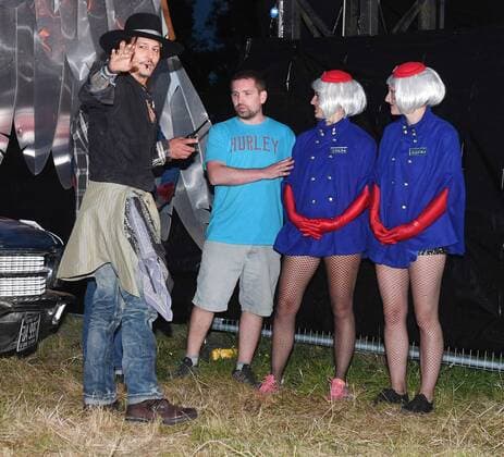 American actor Johnny Depp attends the Glastonbury Music Festival in Somerset, England on June 22, 2017. Depp made controversial jokes aimed at President Donald Trump that mentioned presidential assassinations.  LON20170622118 RUNExHELLESTAD