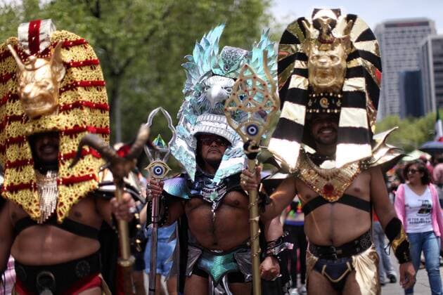 Men in costumes participate at the 39th LGBT Pride March in Mexico City, Mexico, 24 June 2017. Under the motto Respect my family, my freedom, my life thousands of people participated at the Lesbian Gay Bisexual and Transexual pride march. Gay pride march in Mexico !ACHTUNG: NUR REDAKTIONELLE NUTZUNG!  Copyright: xSáshenkaxGutiérrezx CMX001 20170625-636339479291649068