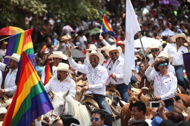 Men in costumes participate at the 39th LGBT Pride March in Mexico City, Mexico, 24 June 2017. Under the motto Respect my family, my freedom, my life thousands of people participated at the Lesbian Gay Bisexual and Transexual pride march. Gay pride march in Mexico !ACHTUNG: NUR REDAKTIONELLE NUTZUNG!  Copyright: xSáshenkaxGutiérrezx CMX001 20170625-636339479311929328