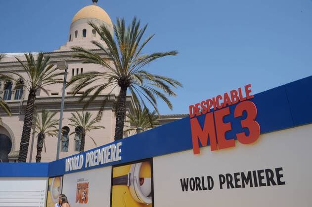 The arrival area of Despicable Me 3 is shown at the Shrine Auditorium in Los Angeles on June 24, 2017. Storyline: A mysterious stranger shows up to inform Gru that he has a long-lost twin brother-a brother who desperately wishes to follow in his twin s despicable footsteps-one former super-villain will rediscover just how good it feels to be bad.  LAP2017062407 JIMxRUYMEN