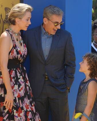 Cast members Kristen Wiig, Steve Carell and Nev Scharre, the voices of Lucy, Gru and Agnes respectively in the animated motion picture comedy Despicable Me 3 attend the premiere of the film at the Shrine Auditorium in Los Angeles on June 24, 2017. Storyline: A mysterious stranger shows up to inform Gru that he has a long-lost twin brother-a brother who desperately wishes to follow in his twin s despicable footsteps-one former super-villain will rediscover just how good it feels to be bad.  LAP2017062421 JIMxRUYMEN