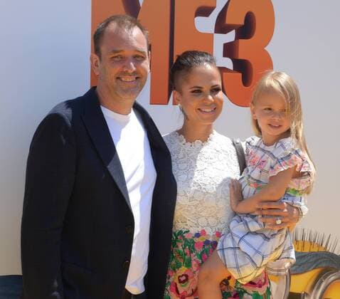 Cast member Trey Parker, the voice of Balthazar in the animated motion picture comedy Despicable Me 3 and his wife Boogie Tillmon and their daughter Betty Parker attend the premiere of the film at the Shrine Auditorium in Los Angeles on June 24, 2017. Storyline: A mysterious stranger shows up to inform Gru that he has a long-lost twin brother-a brother who desperately wishes to follow in his twin s despicable footsteps-one former super-villain will rediscover just how good it feels to be bad.  LAP2017062433 JIMxRUYMEN