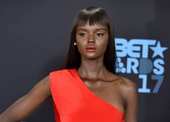 Model Duckie Thot attends the 17th annual BET Awards at Microsoft Theater in Los Angeles on June 25, 2017. The ceremony celebrates achievements in entertainment and honors music, sports, television, and movies released between April 1, 2016 and March 31, 2017.  LAP20170625112 CHRISTINExCHEW