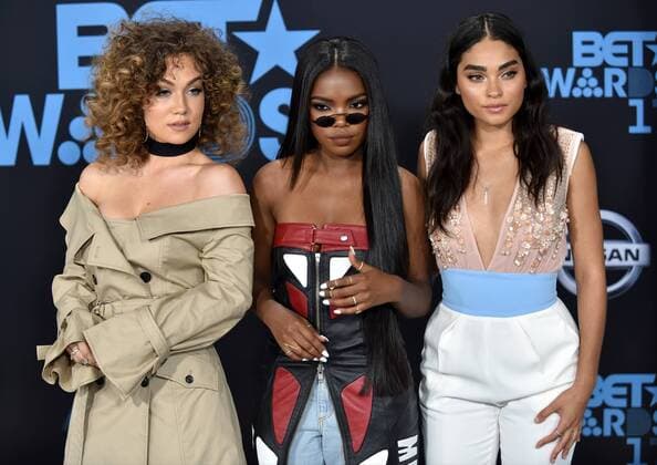 (L-R) Actors Jude Demorest, Ryan Destinay and Brittany O Grady attend the 17th annual BET Awards at Microsoft Theater in Los Angeles on June 25, 2017. The ceremony celebrates achievements in entertainment and honors music, sports, television, and movies released between April 1, 2016 and March 31, 2017.  LAP20170625163 CHRISTINExCHEW