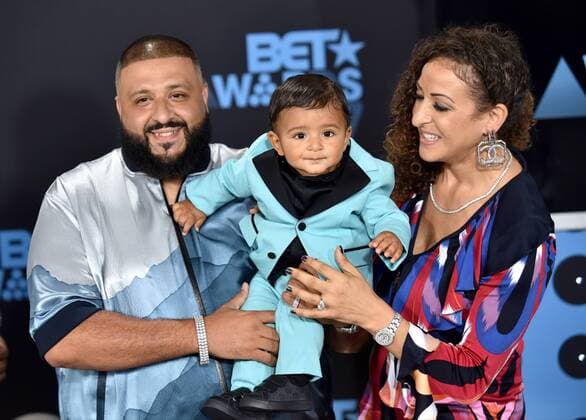 (L-R) DJ Khaled, Asahd Tuck Khaled and Nicole Tuck attend the 17th annual BET Awards at Microsoft Theater in Los Angeles on June 25, 2017. The ceremony celebrates achievements in entertainment and honors music, sports, television, and movies released between April 1, 2016 and March 31, 2017.  LAP20170625240 CHRISTINExCHEW