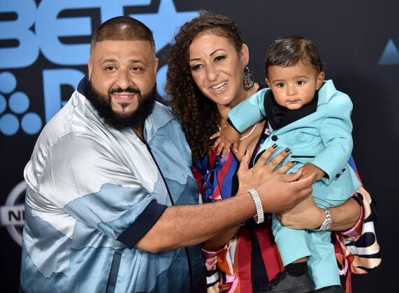 (L-R) DJ Khaled, Nicole Tuck and , Asahd Tuck Khaled attend the 17th annual BET Awards at Microsoft Theater in Los Angeles on June 25, 2017. The ceremony celebrates achievements in entertainment and honors music, sports, television, and movies released between April 1, 2016 and March 31, 2017.  LAP20170625243 CHRISTINExCHEW