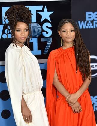 (L-R) Singers Halle Bailey and Chloe Bailey attend the 17th annual BET Awards at Microsoft Theater in Los Angeles on June 25, 2017. The ceremony celebrates achievements in entertainment and honors music, sports, television, and movies released between April 1, 2016 and March 31, 2017.  LAP20170625287 CHRISTINExCHEW