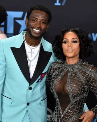 Hip-hop artist Gucci Mane (L) and model Keyshia Ka Oir attend the 17th annual BET Awards at Microsoft Theater in Los Angeles on June 25, 2017. The ceremony celebrates achievements in entertainment and honors music, sports, television, and movies released between April 1, 2016 and March 31, 2017.  LAP20170625433 CHRISTINExCHEW