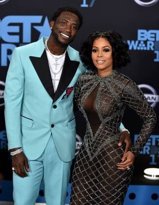 Hip-hop artist Gucci Mane (L) and model Keyshia Ka Oir attend the 17th annual BET Awards at Microsoft Theater in Los Angeles on June 25, 2017. The ceremony celebrates achievements in entertainment and honors music, sports, television, and movies released between April 1, 2016 and March 31, 2017.  LAP20170625435 CHRISTINExCHEW