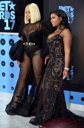 Model Blac Chyna (L) and guest attend the 17th annual BET Awards at Microsoft Theater in Los Angeles on June 25, 2017. The ceremony celebrates achievements in entertainment and honors music, sports, television, and movies released between April 1, 2016 and March 31, 2017.  LAP20170625480 CHRISTINExCHEW