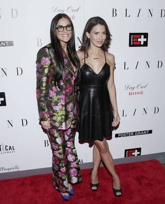 Demi Moore and Hilaria Thomas arrive on the red carpet at the Blind premiere at Landmark Sunshine Cinema on June 26, 2017 in New York City  NYP20170626143 JOHNxANGELILLO