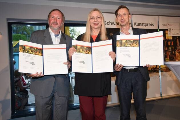 Preistraeger Wolfgang Schlick Express Brass Band Gunna Wendt Autorin Thorsten Krohn Schauspieler Autor Muenchen 26.06.17 Stadtsparkasse Muenchen Schwabinger Kunstpreisverleihung : Kunstpreis